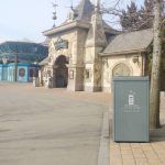 Solar-powered waste compacting bin in Everland amusement park