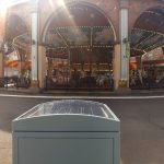 Solar-powered waste compacting bin in Everland amusement park